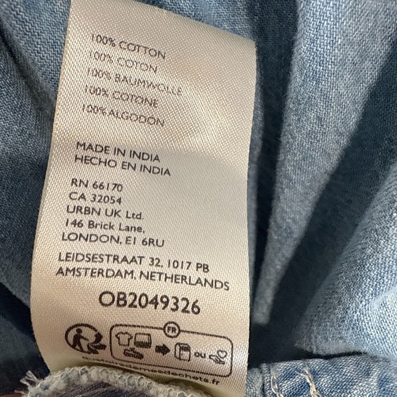 Free People Sonora Denim Mini Dress Women Medium Relaxed Babydoll Square 3/4 Tie - Picture 15 of 15